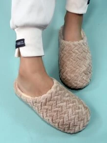 Women's Fashionable Minimalist Fuzzy Bedroom Slippers For Home - Khaki - View 2