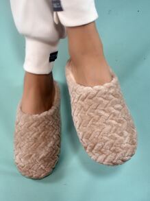 Women's Fashionable Minimalist Fuzzy Bedroom Slippers For Home - Khaki - View 3