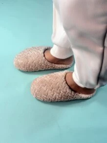 Women's Fashionable Minimalist Fuzzy Bedroom Slippers For Home - Khaki - View 4