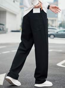 Manfinity Men Slant Pocket Straight Leg Jeans - Black - View 2