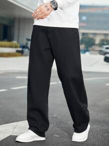 Manfinity Men Slant Pocket Straight Leg Jeans - Black - View 5