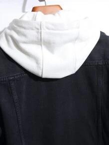 Manfinity Men Flap Pocket Denim Jacket Without Hoodie - Black - View 5