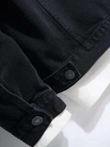 Manfinity Men Flap Pocket Denim Jacket Without Hoodie - Black - View 6