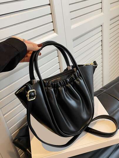 Double Handle Ruched Bag