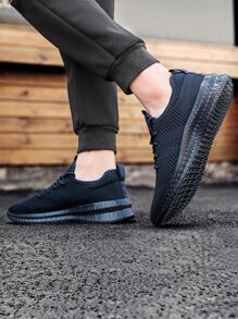 Men Sneakers Breathable Mesh Athletic Running Sports Shoes Lightweight Casual Walking Shoes Comfortable Gym Work Flat Shoes - Navy Blue - View 6