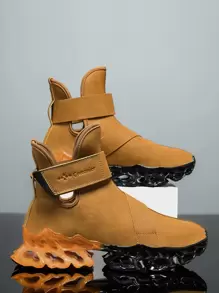 Zapatillas de running tipo hoja con cierre de velcro con detalle de letras para hombre - Marrón - Ver 1