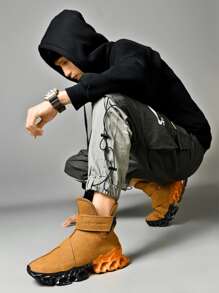 Zapatillas de running tipo hoja con cierre de velcro con detalle de letras para hombre - Marrón - Ver 3