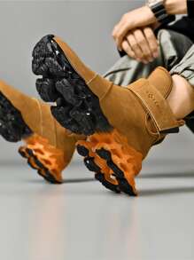 Zapatillas de running tipo hoja con cierre de velcro con detalle de letras para hombre - Marrón - Ver 4