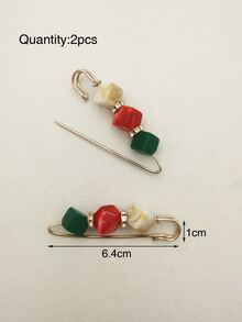 2pcs Rhinestone Decor Safety Pin - Multicolor - View 3