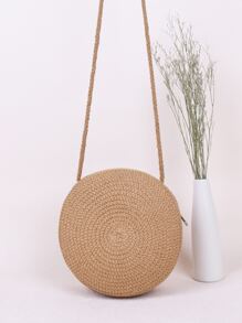 Tropiscape Bolso pequeño y minimalista de paja, Bolso pequeño redondo de paja trenzado, Bolso cruzado pequeño de paja trenzada,Bolso de verano de mujer (16 x 16 cm),Bolso cruzado pequeño redondo trenzado de paja, Bolso de círculo trenzado de moda, Bolso de verano para viajes, Bolso esencial de verano, Bolso de playa para mujeres para vacaciones y vacaciones, Vibraciones de vacaciones, Vacaciones Relax Playa