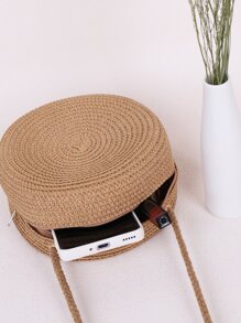 Tropiscape Bolso pequeño y minimalista de paja, Bolso pequeño redondo de paja trenzado, Bolso cruzado pequeño de paja trenzada,Bolso de verano de mujer (16 x 16 cm),Bolso cruzado pequeño redondo trenzado de paja, Bolso de círculo trenzado de moda, Bolso de verano para viajes, Bolso esencial de verano, Bolso de playa para mujeres para vacaciones y vacaciones, Vibraciones de vacaciones, Vacaciones Relax Playa