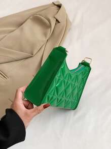 Quilted Detail Chain Bag - Green - View 4