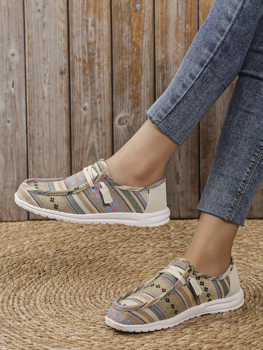 Zapatos con patrón geométrico con diseño con cordón casual - Multicolor - Ver 1