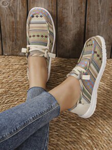 Zapatos con patrón geométrico con diseño con cordón casual - Multicolor - Ver 2