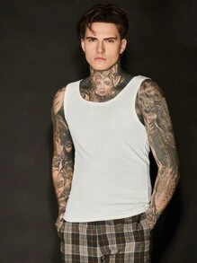 Manfinity RebelGame Men Solid Tank Top - White - View 1