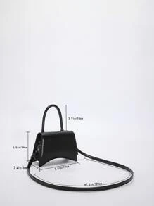 迷你頂部單條提帶翻蓋異形包 - 黑色 - 查看 3