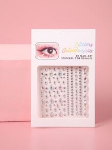 2入組3D身體鑽頭貼紙多色多種尺寸鑽石眼睛角落貼紙鑽頭臉部貼紙鑽頭臨時紋身貼鑽頭 - 彩色 - 查看 2