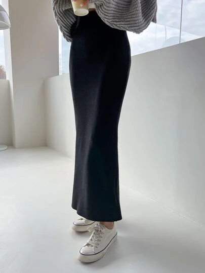 DAZY 高腰开衩针织裙 秋冬