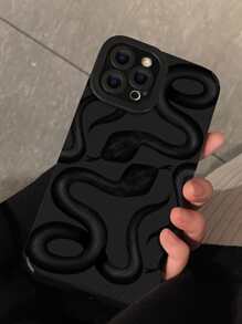 1pc Snake Pattern Phone Case - Black - View 3