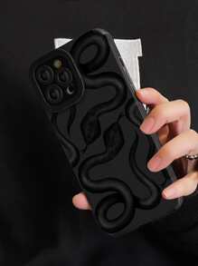 1pc Snake Pattern Phone Case - Black - View 4