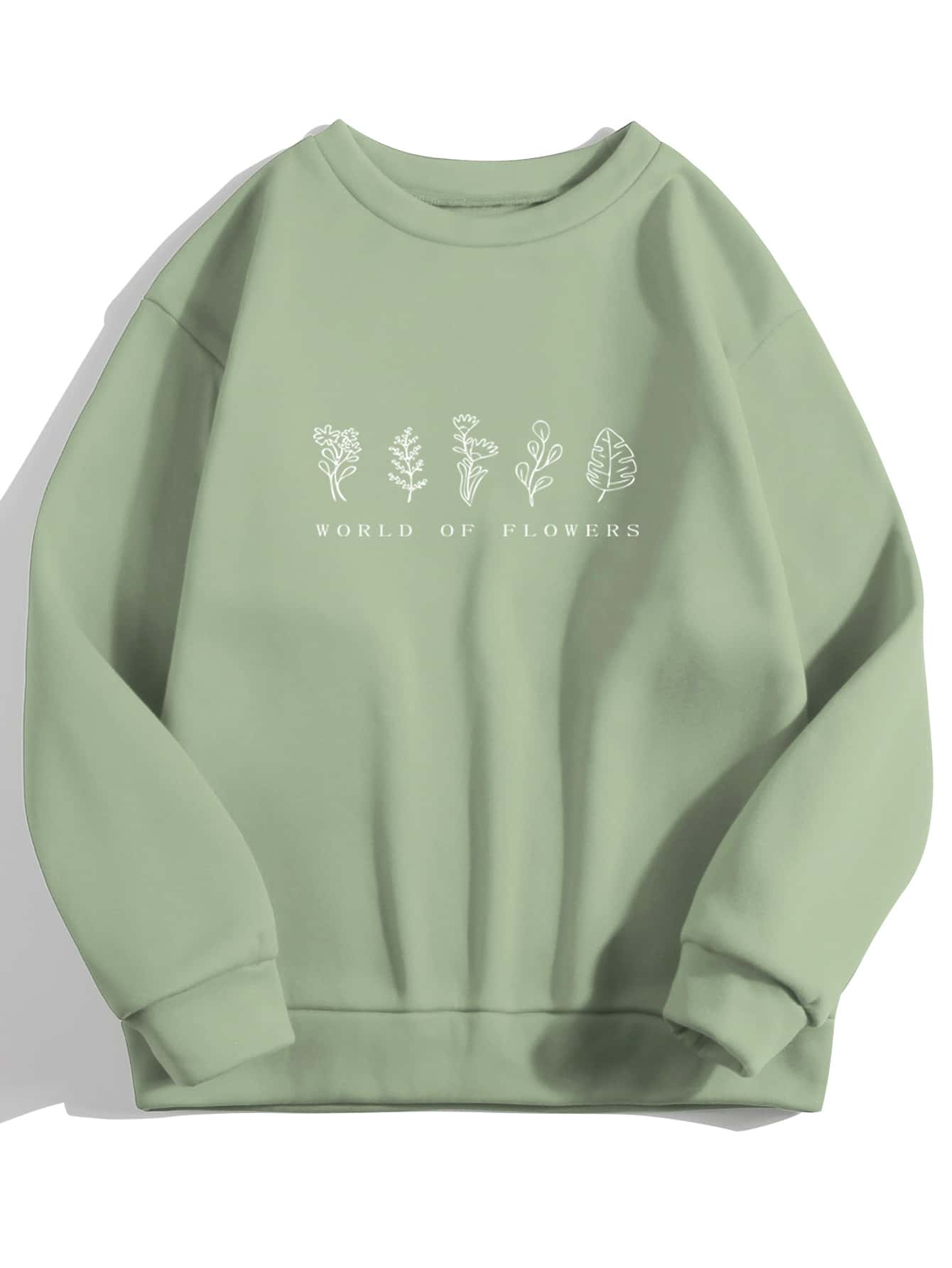 SHEIN EZwear 標語和印花保暖套頭衫 - 薄荷綠 - 查看 1
