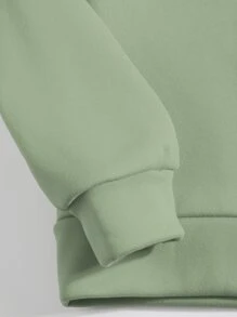 SHEIN EZwear 標語和印花保暖套頭衫 - 薄荷綠 - 查看 6