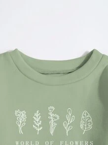 SHEIN EZwear 標語和印花保暖套頭衫 - 薄荷綠 - 查看 7