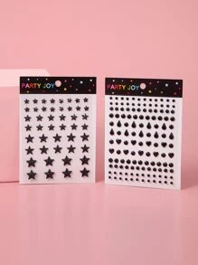 Party Joy 件/包彩色 3D 水鑽貼紙，用於節日臉部和眼睛裝飾 - 黑色 - 查看 1