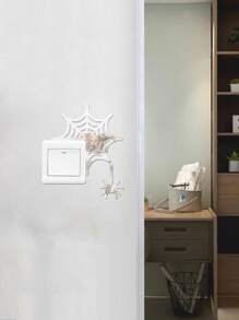 1入組蜘蛛網圖案開關插座牆貼 - 銀色 - 查看 2