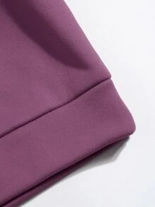 SHEIN EZwear Slogan & Floral Print Thermal Pullover  Fall Outfit - Purple - View 4