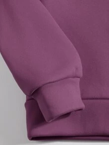 SHEIN EZwear Slogan & Floral Print Thermal Pullover  Fall Outfit - Purple - View 6