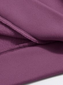 SHEIN EZwear Slogan & Floral Print Thermal Pullover  Fall Outfit - Purple - View 7