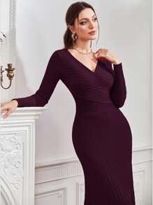 Modelyn 交叉毛衣和美人鱼下摆针织裙两件套女士秋季服装