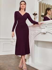 Modelyn 交叉毛衣和美人鱼下摆针织裙两件套女士秋季服装