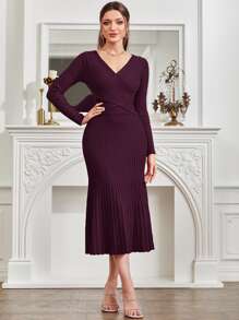 Modelyn 交叉毛衣和美人鱼下摆针织裙两件套女士秋季服装