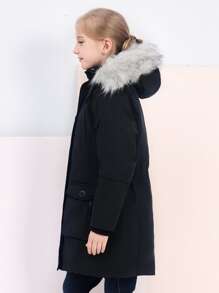 SOLOCOTE Áo khoác Parka có mũ trùm đầu chống thấm nước của Tween Girl có lớp lót và nhiều túi cho mùa đông - màu đen - Xem 6