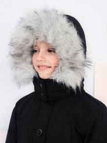 SOLOCOTE Áo khoác Parka có mũ trùm đầu chống thấm nước của Tween Girl có lớp lót và nhiều túi cho mùa đông - màu đen - Xem 7