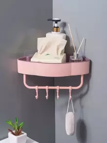 1 pieza Estante de almacenamiento de baño sin perforación - Rosa - Ver 1