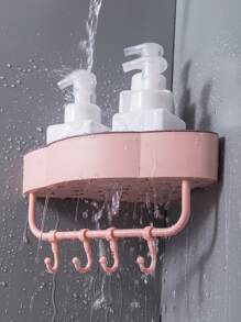 1 pieza Estante de almacenamiento de baño sin perforación - Rosa - Ver 6