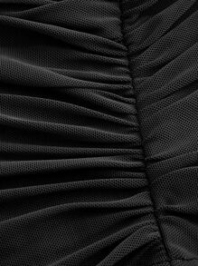 SHEIN MOD Top de un hombro fruncido - Negro - Ver 3