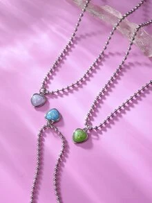 Sweetness 2 piezas Collar colgante de corazón - Multicolor - Ver 2