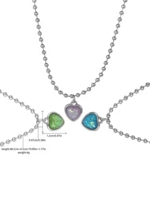 Sweetness 2 piezas Collar colgante de corazón - Multicolor - Ver 7