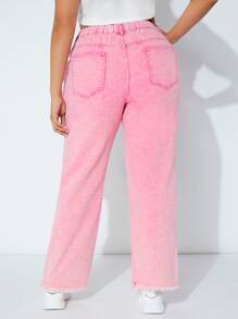 Plus High Waist Straight Leg Jeans - Pink - View 2