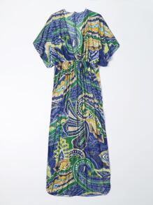 Allover Print Tie Front Kimono - Multicolor - View 8