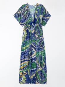 Allover Print Tie Front Kimono - Multicolor - View 3