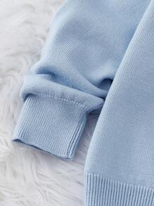 Toddler Girls Contrast Collar Jumper - Baby Blue - View 3