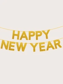 1set Birthday Glitter Pull Flag - Gold - View 2