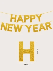 1set Birthday Glitter Pull Flag - Gold - View 3