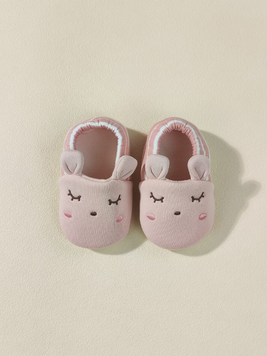 1雙嬰兒兔子裝飾地面襪子 - 藕粉色 - 查看 1