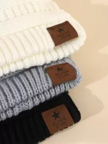 3顶/套 柔软保暖针织婴儿帽，可爱舒适加厚冬季婴幼儿男女通用毛线帽 - 彩色 - 查看 4